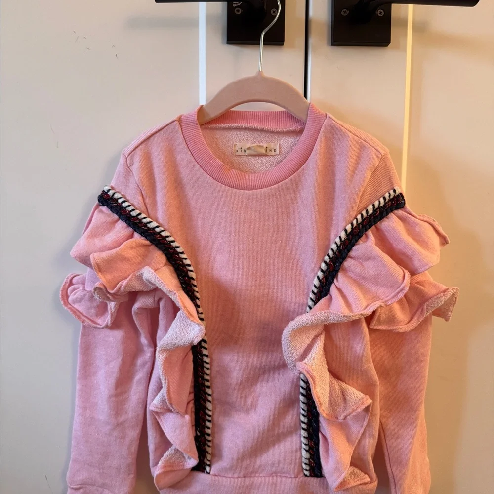 Pink Ruffle Threaded Sweatshirt - Picture 2 of 4